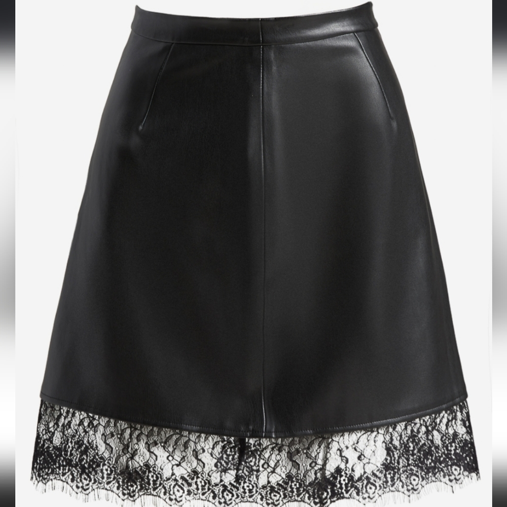 NWT Faux Leather Lace Hem Mini Skirt Size XS(0-2)